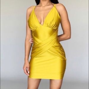 Golden delight satin-like dress